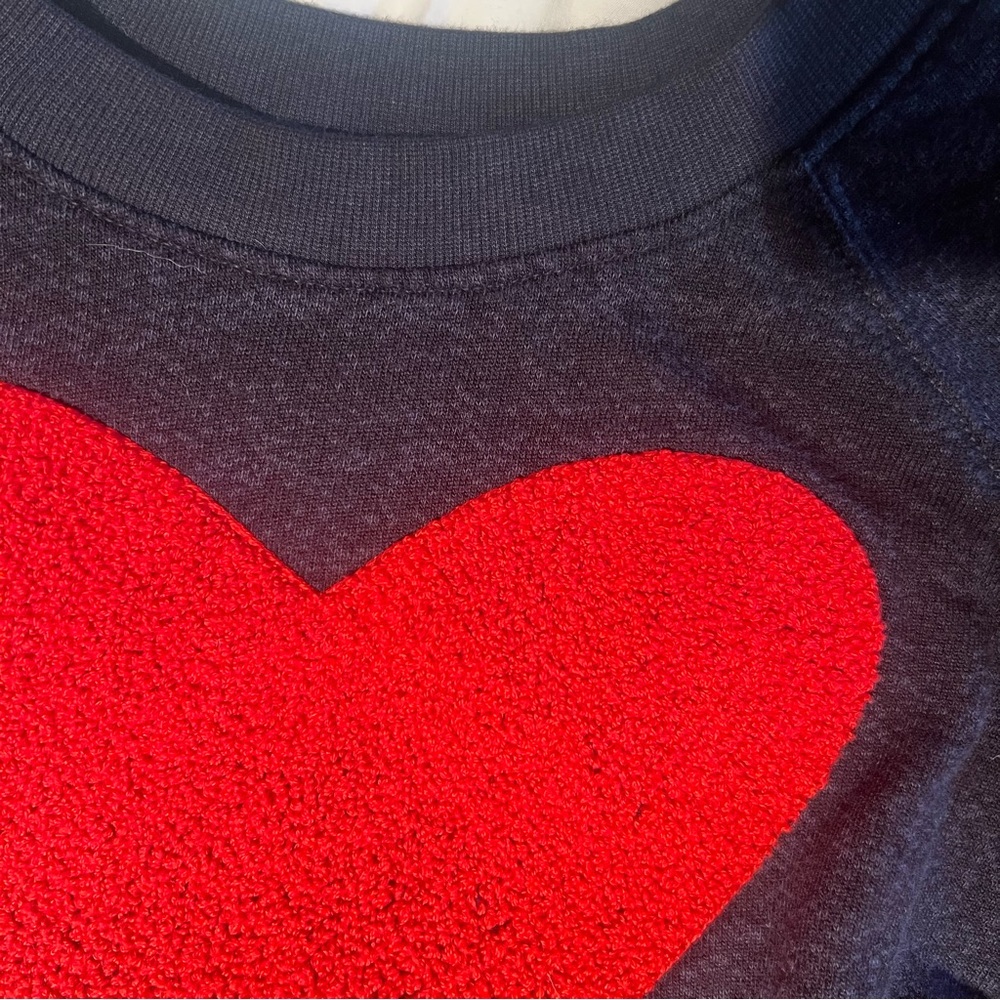 SUNDRY navy sweatshirt with embroidered red heart - Picture 3 of 5